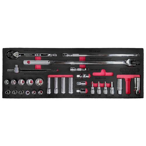 Organizador EVA c/29 dados y accesorios 3/8"